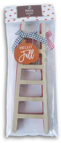Mini Autumn Harvest Ladder Mini Decor - 8 x 2 Inches - 2 Pieces (Apple Orchard/Hello Fall)