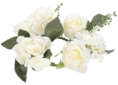HYTROVE Künstlicher Blumenkranz Für Kerzen Elegante Tischdekoration Für Hochzeiten Und Feste Wiederverwendbar Weißes Design Für Weihnachten Und Valentinstag