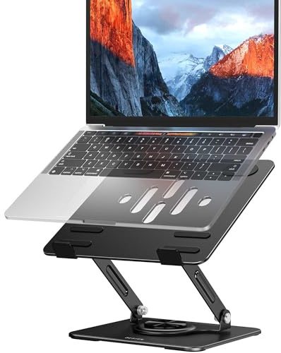 BESIGN LS11 Supporto per laptop con base girevole a 360, supporto ergonomico regolabile, compatibile con laptop da 10 a 14 (nero)