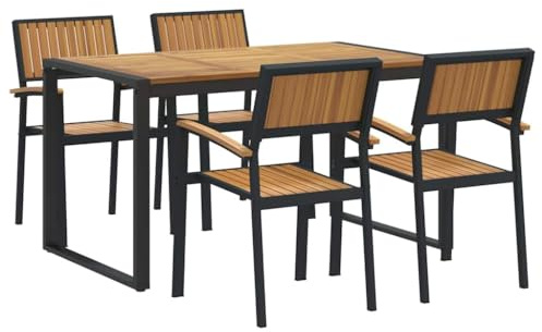 vidaXL 5-teilige Garten-Essgruppe aus massivem Holz Akazie und Metall