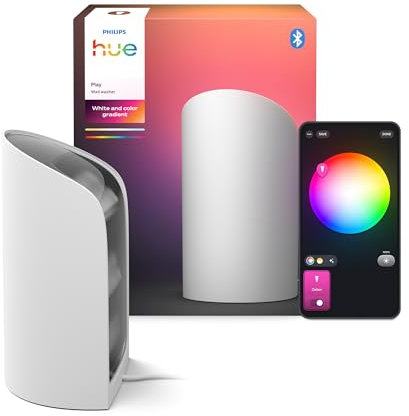 Philips Hue Play Smart Wall Washer Weiß, Weißes & farbiges Licht mit ColorCast-Technologie, Bluetooth-kompatibel, Sprachsteuerung mit Alexa, Apple Home & Google Assistant, 1er Pack
