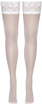 Cottelli Legwear Damen Halterlose Strümpfe, Weiß, 2