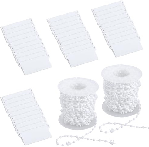 ZOFUN Vertikaljalousien-Set, 40-teiliges Set, 10 x 5 cm, vertikale Jalousiengewichte mit 2 Rollen 10 m Ketten, Kunststoff-Jalousien Gewichte und Kette, 30 g Ersatz-Lamellen für Zuhause, Büro