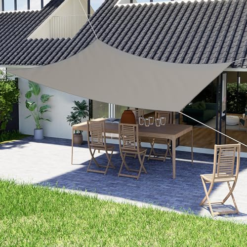 jarolift Voile d'ombrage rectangulaire déperlant pour terrasse, Jardin et Balcon, Brise-Vue en Polyester, 500 x 400 cm, Gris Clair