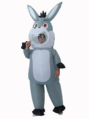 FUNFOCUS Inflatable donkey Costume, Donkey Costume Adult Inflatable Costumes Adult Size Full Body Blow up Costumes for Adults Women Men Inflatables Fancy Funny Suit for Halloween Carnival Party