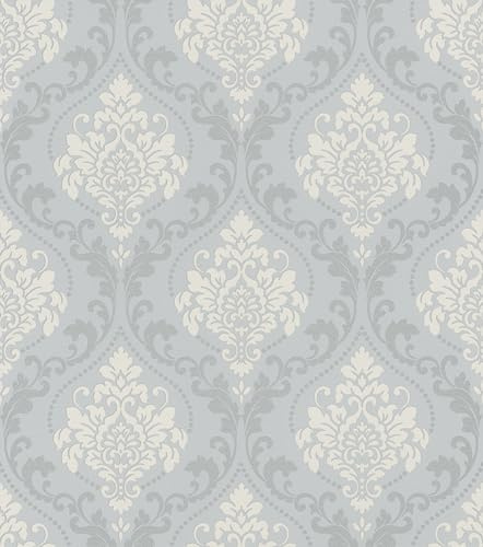 Rasch Tapete 218121 - Papiertapete mit Ornamenten im Barock-Stil in Grau, Vintage 10,05m x 0,53m (LxB)
