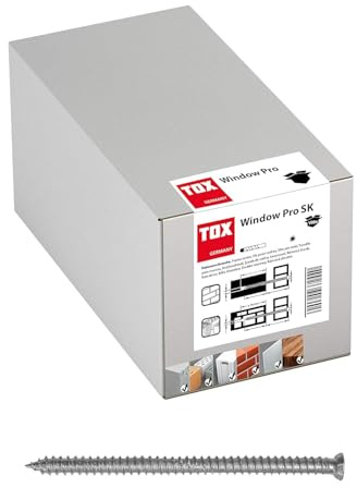 TOX Window Pro SK Rahmenschraube aus einsatzgehärtetem Stahl M, Abstandsmontage für Fenster und Türen, Senkkopf mit TX30-Antrieb, ⌀7,5/182 mm, 09110143