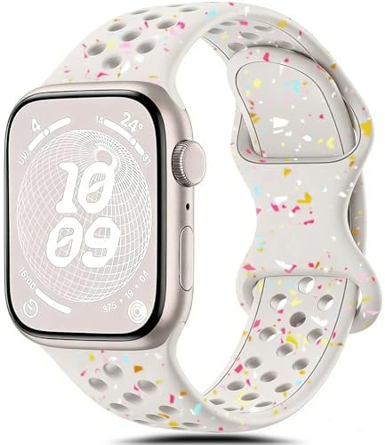 Cinturino Sportivo Compatibile con Apple Watch 40mm 38mm 41mm 42mm, Cinturini Sportivi Silicone e Traspiranti per iWatch Series 11 10 9 8 7 6 5 4 3 2 1 SE per donne e uomini