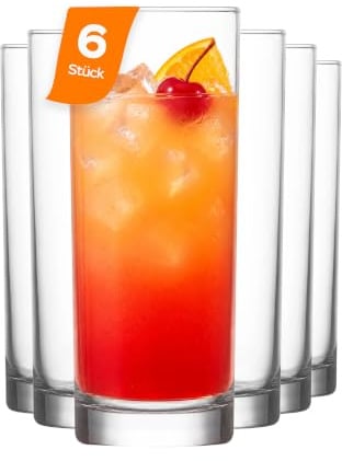 NORDIC SCHILLER Bicchiere Long Drink Set 6, 480ml 100% SENZA PIOMBO Bicchieri Cocktail Particolari, Bicchieri Acqua Moderni, Bicchieri Coktail, Bichiere Succo, Caipirinha Highball Glasses