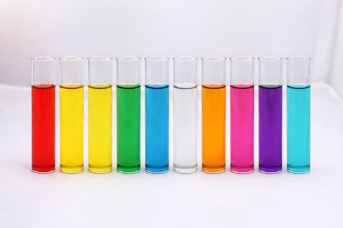 STUWU Selbststehende Shotgläser 10er Set 28 ml – Reagenzglas Schnapsgläser aus Glas mit Flachboden – für Party, Trinkspiel & JGA