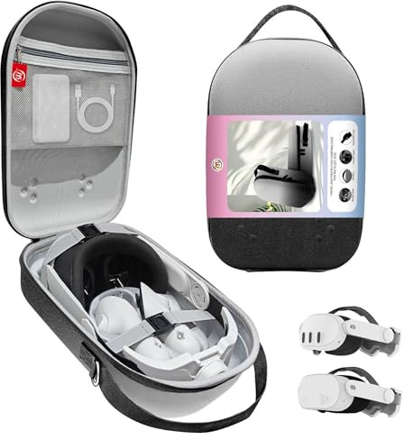 Wigento Tragbare Tasche für Meta Quest 3 / 3S VR Headset Zubehör Transport Robust