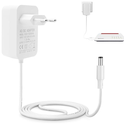 12V 3A Netzteil Ladegerät Kompatibel für AVM Fritz!Box 7690,7590,7390,6490,5590,7540,7530,7510, 7490,6690,7430,WLAN Router und Telekom Speedport Smart Steckernetzteil (Weiß Kabel ist 1,5 m)