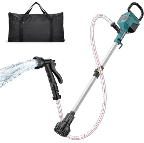 LumaBrite Akku Regenfasspumpe Kompatibel mit Makita 18V Wasserpumpe 2800 L/h und Förderhöhe 8 m, Ausziehbar, Bürstenlos Motor Automatisch Stop, Akku Wasserpumpe für Garten & Pool ((ohne Akku)