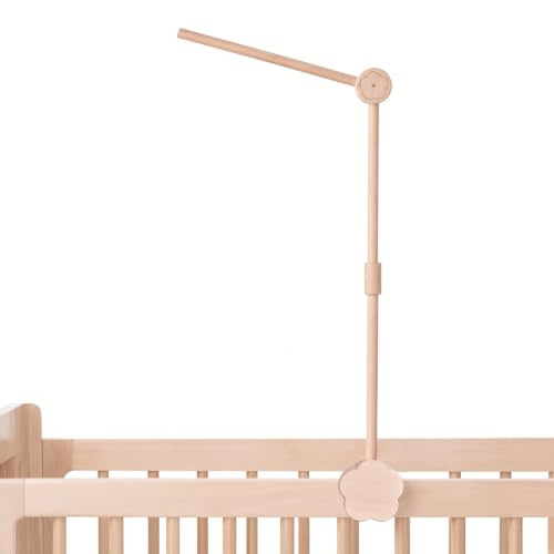 Soporte Móvil Cuna, Soporte Móvil de Madera para Cuna de Bebé | Brazo Móvil Cuna Bebé de 360° Rotación, No Incluido Móvil, Estructura Estable, para Colgar Campanas de Viento, Juguetes