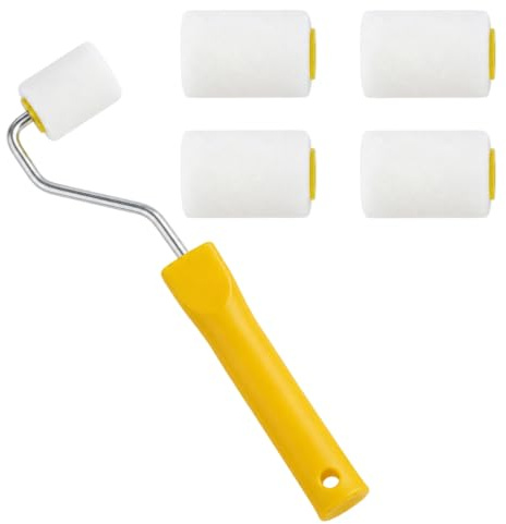 5pcs Small Paint Roller, Mini Paint Roller, Small Roller and Tray Set with 4 Replacement Heads and 1 Handle, Compact Painting Tools for Home Decor Projects and DIY Painting Tasks