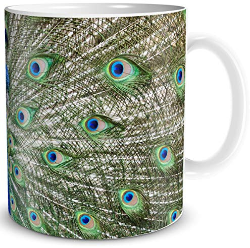 TRIOSK Tasse Pfau lustig mit Tiermotiv Geschenk für Tierfreunde Tierliebhaber Frauen Freundin Kollegin Geburtstag Blau Grün