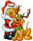 1 Stück großes Fensterbild - Teddy mit Hund als Rentier Verkleidet - incl. Name - statisch haftend - selbstklebend + wiederverwendbar/Weihnachten - St..