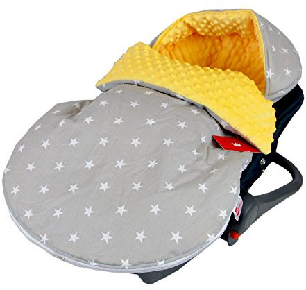 Fußsack SOMMERFUßSACK 90cm Minky Babyschale Kinderwagen Buggy Jogger (6. Gelb + Sterne)