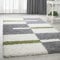 HomebyHome Shaggy Teppich Wohnzimmer 240 x 340 cm - Hochflor Teppich Grau, Weiss und Grün Extra Weich und Flauschig - Bettvorleger Teppich für Schlafzimmer, Küchenläufer - Carpet, Halı, Kilim