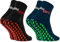 Rainbow Socks - Neo ABS Sport Socks - Damen Herren Neon Sneaker Sport Stopper Socken - 2 Paar - Blau Schwarz - Größen 39-41