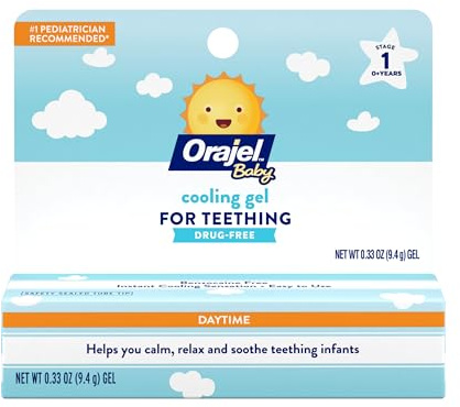 Orajel Baby Daytime Cooling Gel for Teething, Drug-Free, 0.33 Oz