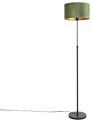 Qazqa country-rustic Stehleuchte mit Schirm, Stehlampe - Parte Fl - Schwarz Gold, max. 60W, Geeignet für LED, 167.5cm, Ideal als Flur, Schlafzimmerlampe und Wohnzimmerlampe