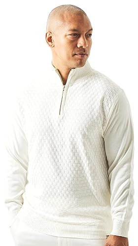 STACY ADAMS Men's Sweater, Basket Weave Design (4XL, Cream)