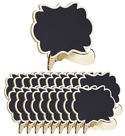 sourcing map Mini Tafel Schild mit Staffelei Stand Holz Blume Form für Hochzeit Geburtstag Party Nachrichten Brett Zeichen Tisch Nummer Preisschild 20 Stück