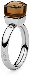 Qudo Firenze Edelstahl Ring mit smoked topaz Stein (braun) (58 (18.5))