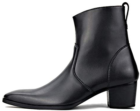 Stivali da uomo in pelle con suola in gomma Stivali da Moto da Motociclista Cowboy con cerniera Chukka Stivaletti Classico Tacco Alto