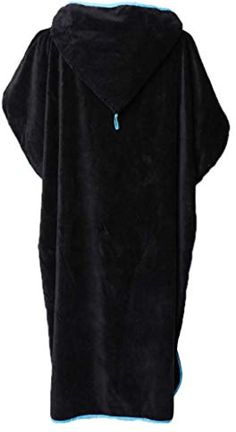 Tubayia Unisex Surf Poncho mit Kapuze, Badetuch Umkleide Bademantel Umkleidehilfe für Männer, Frauen (Schwarz)