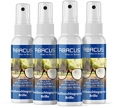 ABACUS® Antibeschlagspray Brille, Antibeschlagspray, Antibeschlagmittel – Antibeschlagspray für Brillen & Brillengläser – Antibeschlagspray Brille 4X 75 ml (7655.4)