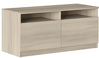 Iconico Home MIK Mobile TV con vani a Giorno e 2 Ante a Battente, con Maniglie Integrate, Legno ingegnerizzato, Rovere, 120x44,5xh53,5 cm
