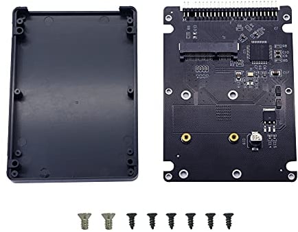 GINTOOYUN Boîtier de Disque Dur IDE, MSATA Mini PCI-E SSD vers 2,5 Pouces IDE 44Pin Converter Card avec Coque, Noir pour Ordinateur Portable , Ordinateur de Bureau et Plus