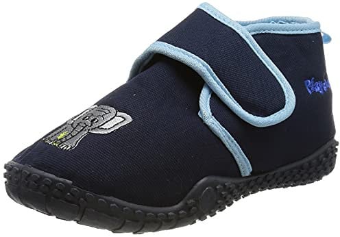 Playshoes Unisex Kinder Hausschuhe Praktischem Klettverschluss, Niedliche Hüttenschuhe für Mädchen und Jungen mit Elefant Motiv, Marine, 32/33 EU
