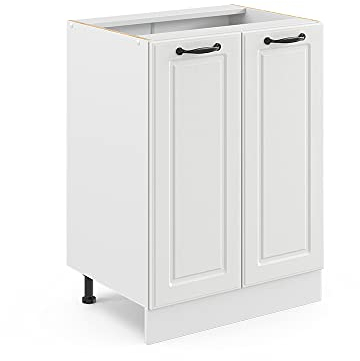 Vicco Küchenunterschrank R-Line, Weiß Landhaus/Weiß, 60 cm ohne Arbeitsplatte