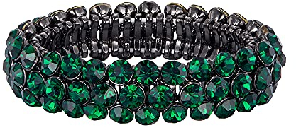 EVER FAITH Braut Armband für Hochzeit Funkelnde Kristall Strass Stretch Armkette für Damen Mädchen Grün