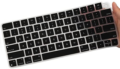 Tastaturabdeckung für Apple 2024/2023/2021 iMac All-in-One Desktop-Tastatur, iMac 24 Zoll mit M4/M3/M1 Chip mit Touch ID & Apple Magic Keyboard A2449 A2450 MK293LL/A MK2A3LL/A, US-Layout, Schwarz