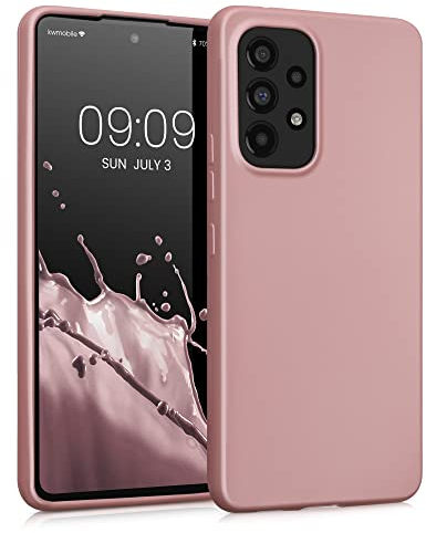 kwmobile Case kompatibel mit Samsung Galaxy A53 5G Hülle - Schutzhülle aus Silikon metallisch schimmernd - Handyhülle Metallic Rosegold