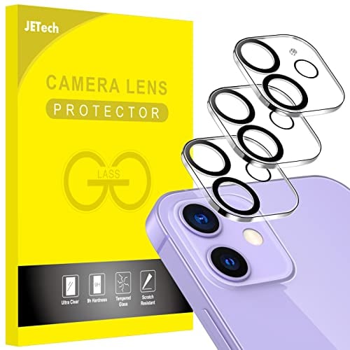 JETech Protection Objectif Caméra Arrière pour iPhone 11 6,1 et iPhone 12 mini 5,4, Film en Verre Trempé 9H, Ultra HD, Anti-Rayures, Lot de 3