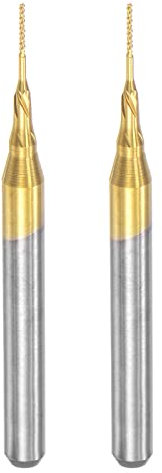 sourcing map End Mill CNC Router Bits, 1/8 3.175mm Shank 0.5mm x 4mm Titanium Coated Tungsten Carbide Engraving Milling Cutter for PCB Plastic Fiber Wood 2pcs