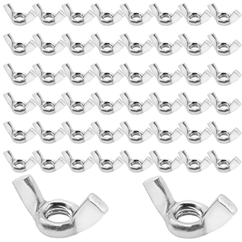 Waziaqoc 1/4-20 Wing Nuts (50Pcs), 304 Stainless Steel Wing Nuts Fasteners Parts 1/4-20 Butterfly Nut