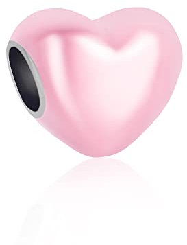 MITSOKU Light Pink Heart Dangle Pendants Beads Gioielli in argento 925 Charms Gioielli Regalo per le ragazze al compleanno, San Valentino.