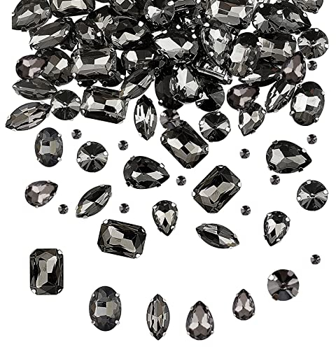 186 Stück Strasssteine Zum Aufnähen, Schmucksteine Diamant, Glas Kristall Strass, Strasssteine Kleidung, Deko Diamanten, Handgenähtes Diamant-Zubehör für DIY-Kleidung, Brautschuhe, Zubehör (Grau)