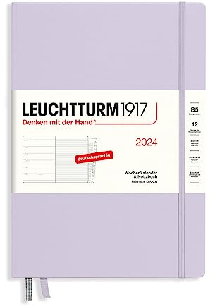 LEUCHTTURM1917 367751 Wochenkalender & Notizbuch Composition (B5) 2024, mit Extraheft für Adressen und Jahrestage, Lilac, Deutsch, 12 Monate