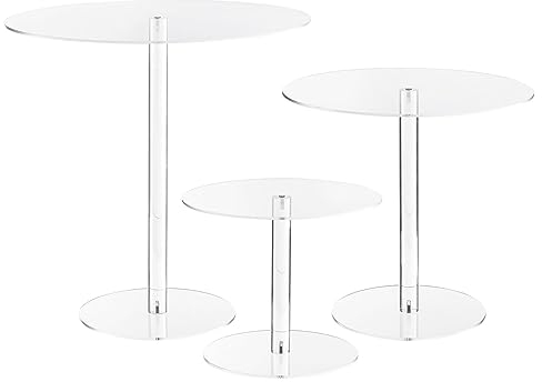 sourcing map 3Pack Acrylic Cake Stand, Round Cake Stands for Dessert Table, Clear Cupcake Holders for Wedding Event, Birthday Party, Acrylic Showcase Stand for Pastry Candy Pizza Display Clear