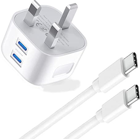 KP TECHNOLOGY Multi Port Fast Charger For Honor Pad 10 / Pad X9a / MagicPad 2 / Pad X8a / Pad 9 / Pad X9 / Pad 8 / Pad X8 (USB C Cable + Dual PD Plug) Wall Adapter Power Delivery 20W Charger (WHITE)