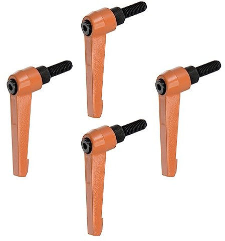 QUARKZMAN 4 Stück Klemmhebel Griff M8 x 20mm Außengewinde Schrauben Spritzbeschichter Kohlenstoffstahl Verstellbare Handgriffe Spannhebel Befestigung für Werkzeugmaschinen Geräte, Orange