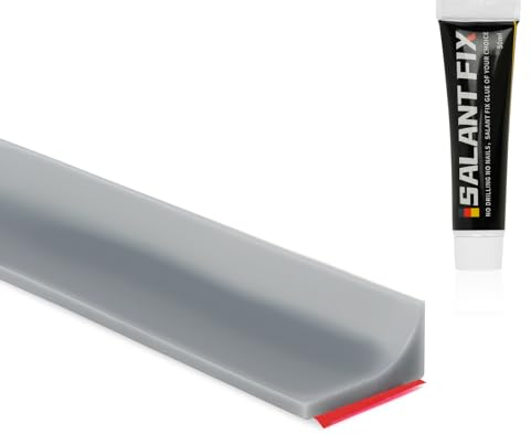 Flintronic Autoadesiva Silicone Doccia Barriera, 500CM Pieghevole Bagno Acqua Barriera, Soglia Doccia, Guarnizioni Doccia, Bordo Doccia, Striscia di Ritenzione Idrica Della Soglia Del Bagno(Grigio)