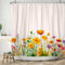 ASDCXZ Blumen Duschvorhang 120x200 cm, Frühling Aquarell Gelb Lila Rot Bunt Blumen Grün Blätter Weiß Waschbar Bad Duschvorhänge Polyester Textil Wasserdicht Duschvorhang für Badewanne mit 8 Haken